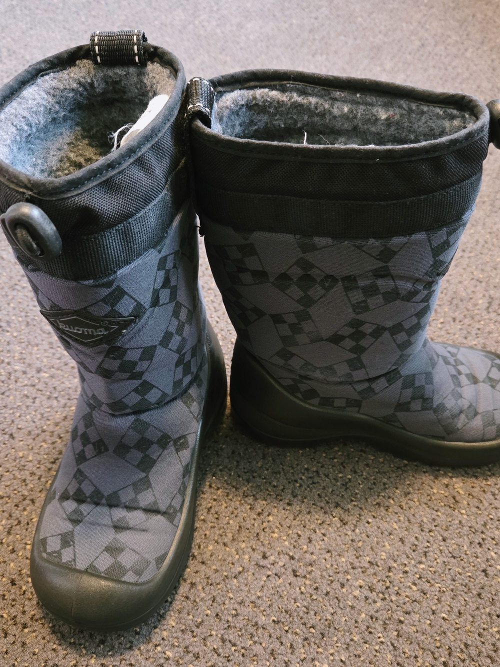 Kuoma Kids Insulated Winter Boots - Black/Grey Checker Flag 28 12/13